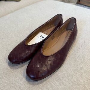 Free Assembly Atomic Woven Leather Ballerina Flats, Burgundy, Sz 7, NWB